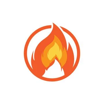 Red smoldering fire icon vector logo, classic retro design イラスト素材