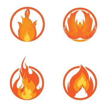Red smoldering fire icon vector logo, classic retro design イラスト素材