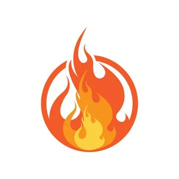 Red smoldering fire icon vector logo, classic retro design イラスト素材