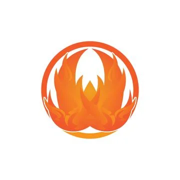 Red smoldering fire icon vector logo, classic retro design Stockillustratie