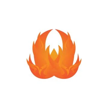 Red smoldering fire icon vector logo, classic retro design イラスト素材