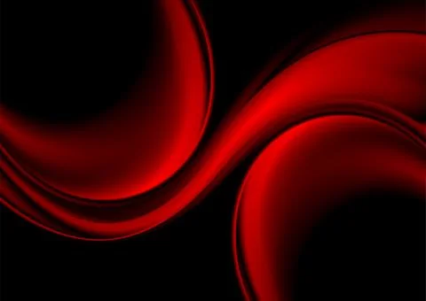 Red smooth blurred waves abstract elegant background Stock Illustration