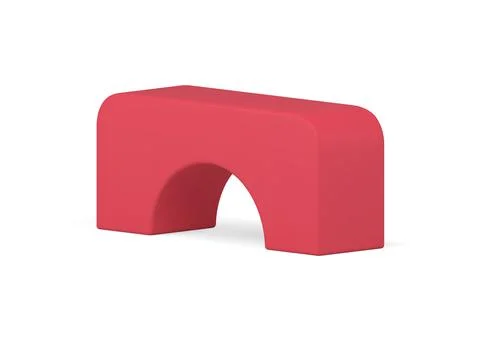 Red smooth rectangular column 3d arch curved geometric shape decorative des.. Stock Illustration