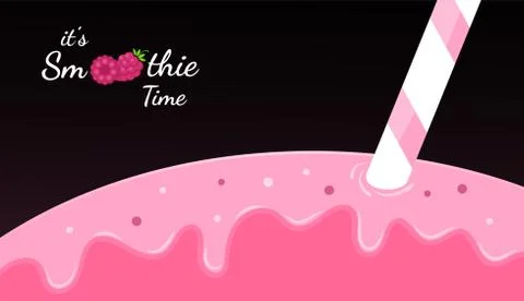 Red smoothie logo, raspberry vitamin drink banner Stock Illustration