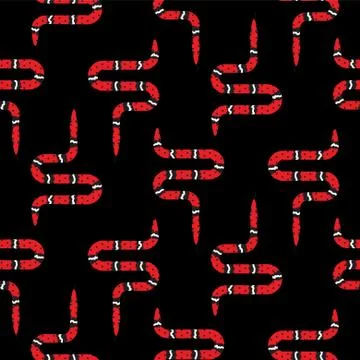 Red snake on black seamless pattern vector Illustrazione stock
