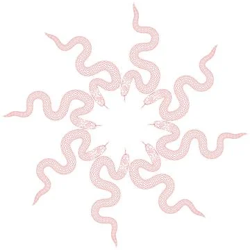 Red snake monogram on white background 库存插图