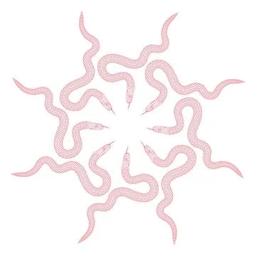 Red snake monogram on white background 库存插图