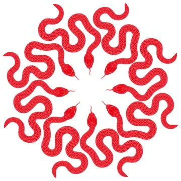 Red snake monogram on white background Illustrazione stock