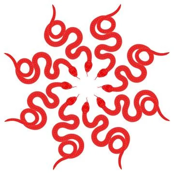 Red snake monogram on white background 스톡 일러스트