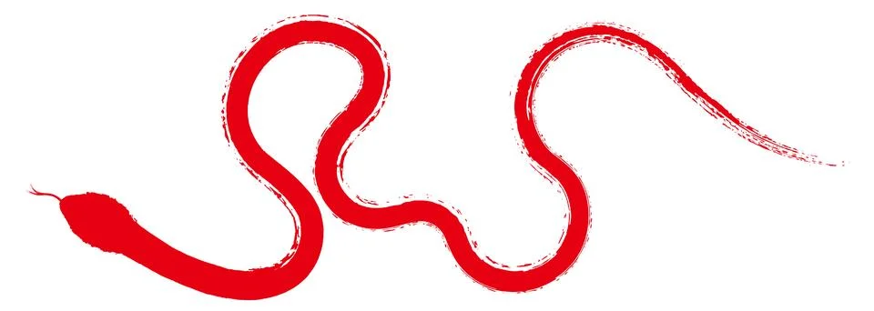 Red snake pattern in brush style Stock Illustration