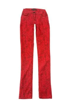 Red snake print jeans Stock-Fotos