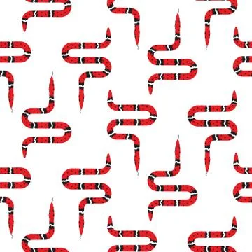 Red snake on white seamless pattern vector Illustrazione stock