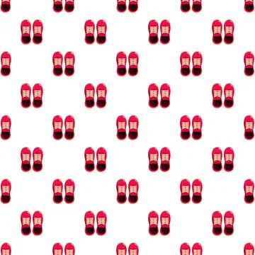 Red sneakers pattern creating a seamless footwear background Stock Illustration