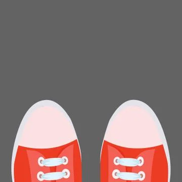 Red sneakers on the pavement. Vector illustration. 库存插图
