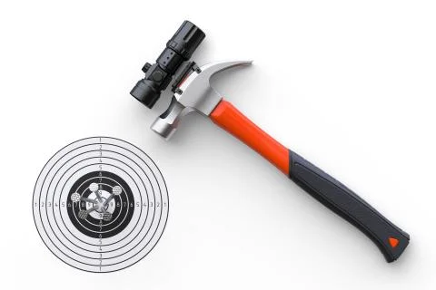 Red sniper hammer target  3d render Stock Illustration