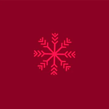 Red Snowflake flat icon. Snow pictogram. Winter symbol Stock Illustration