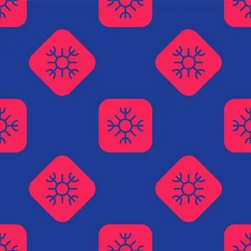 Red Snowflake icon isolated seamless pattern on blue background.  Vector 스톡 일러스트