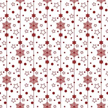 Red snowflake on white background, seamless pattern winter vector illustratio Stock Illustration