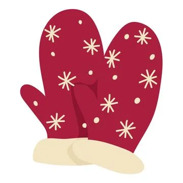 Red Snowflake Winter Mittens Stock Illustration