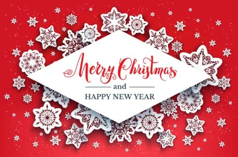 Red snowflakes background Stock Illustration