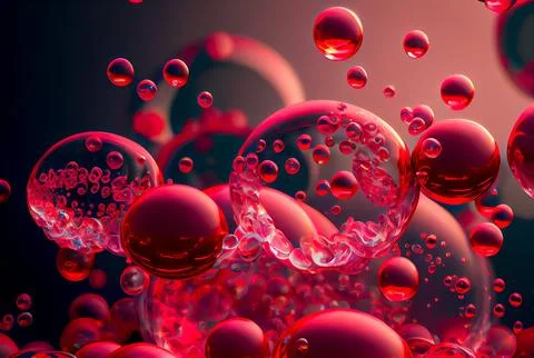 Red soap bubbles abstract background. Stock Illustration