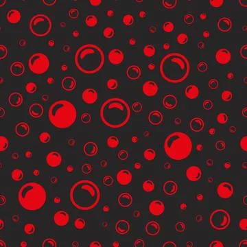 Red soap bubbles on a black background. Stock Illustration