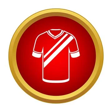 Red soccer uniform jersey button icon Stock Illustration