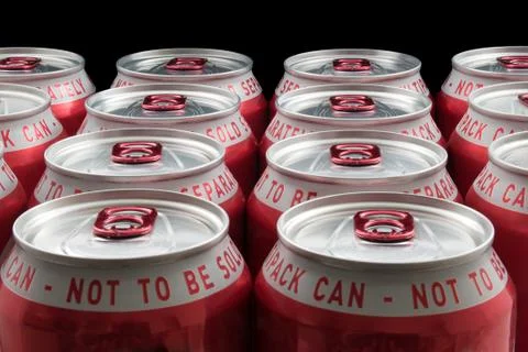 Red Soda Cans lined up Stock Photos