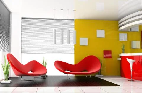 Red sofa in cafe Stock Illustration