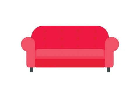 Red sofa icon in flat style Stock Illustration