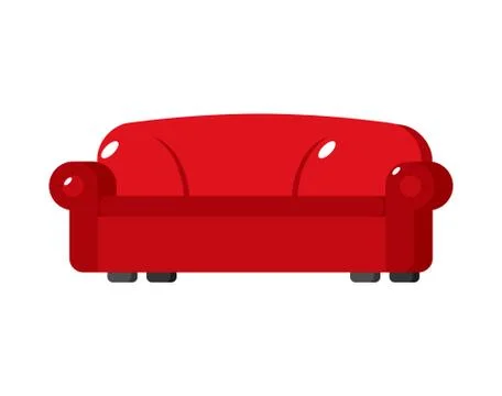 Red sofa isolated. Big Large soft couch on white background Illustrazione stock