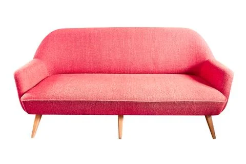 Red sofa isolated with clipping path Stock Photos