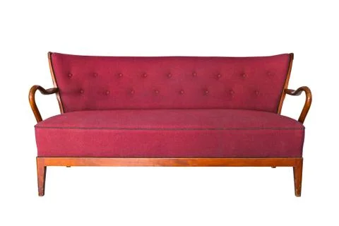 Red sofa isolated with clipping path Stock Photos