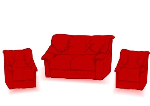 Red sofa is isolated Stock Illustration