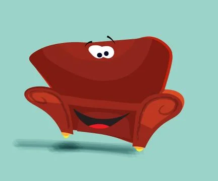 Red sofa isolated illustration, front view Stock Illustration
