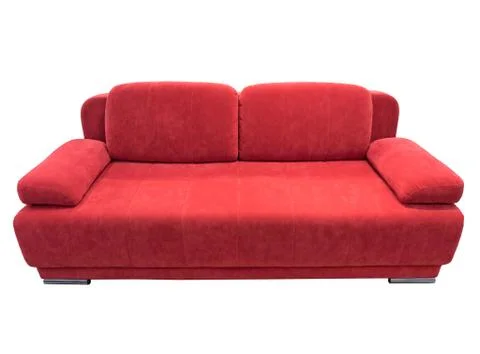 Red sofa isolated on white. Stock Photos