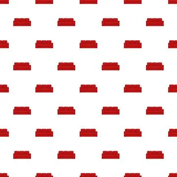 Red sofa pattern repeating on white background Stock Illustration