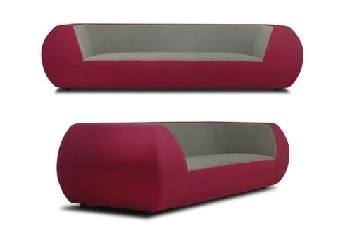 Red Sofa on white background Stock Photos