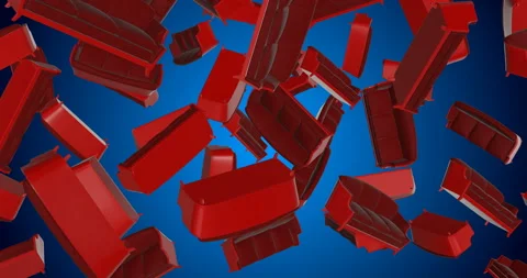 Red Sofas falling slow motion Video stock 236863655