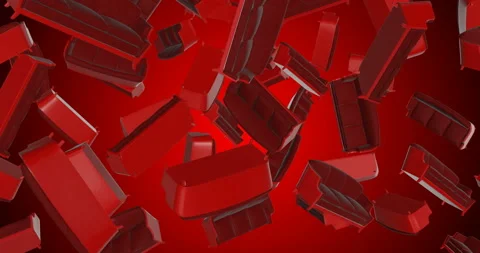 Red Sofas falling slow motion Stock Footage 236864330
