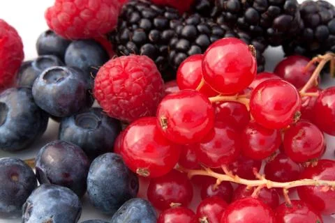 Red soft fruits - closeup 库存照片