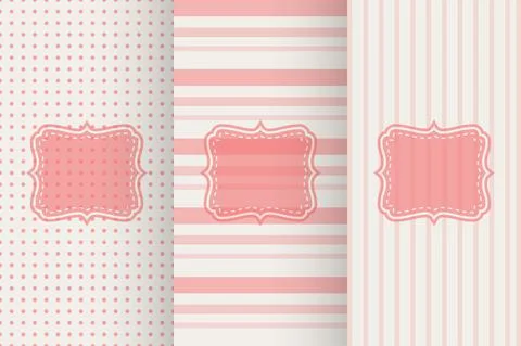 Red soft light striped seamless pattern set Stock Illustration