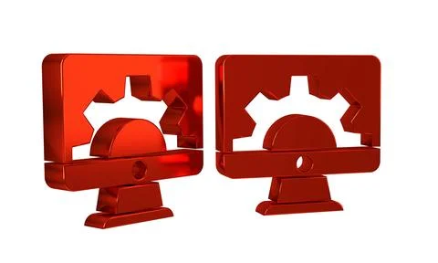 Red Software, web development, programming concept icon isolated on transpa.. Stock Illustration