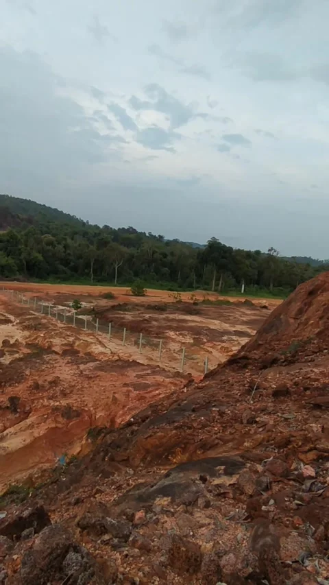 Red soil hill with sky Stock Footage 336045847