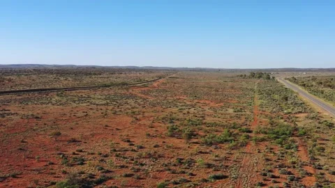 Red soil outback in Australian NSW Far West – broken hill deserts aerial 4k. Stock Footage 168034838