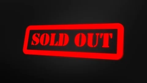 Red "Sold Out" Sign Blinking Light on Black Screen Stock Footage 118214697