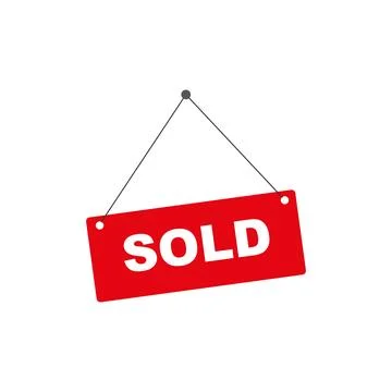 Red Sold Tag Ribbon Vector Icon Stock-Illustration