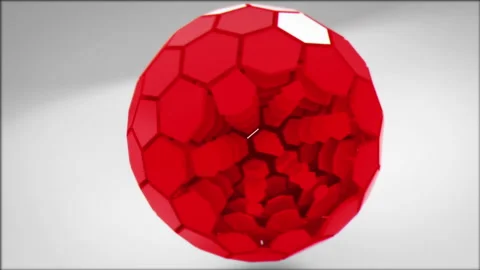 Red Solid Tech Sphere Unfolding Stock Footage 244465309