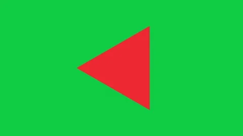 Red solid triangle arrow sliding in to the left on green screen Vídeos de archivo 348305585