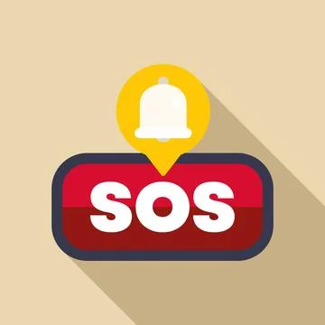 Red sos button with notification bell icon Stock Illustration
